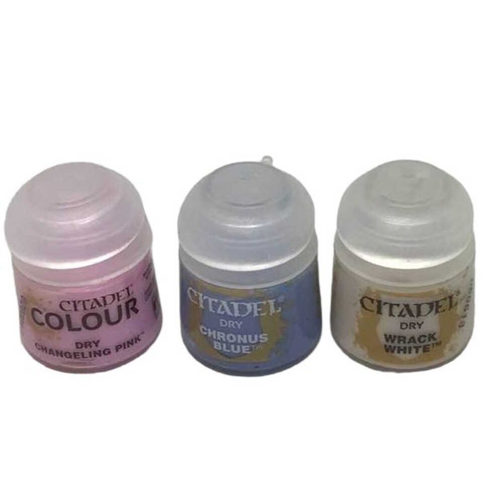 Citadel Colour Paint Dry Changeling Pink Chronus Blue Wrack White Lot 3 NEW